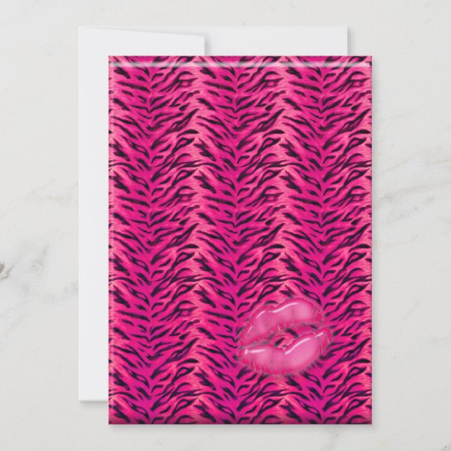 Bachelorette Zebra Jewelry Lips Invitation rose (Devant)