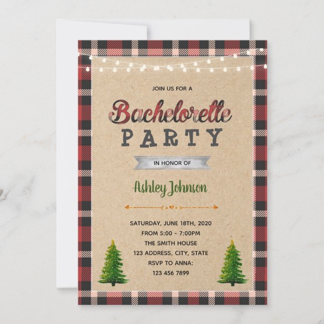 Bachelortie Lumberjack invitation (Devant)