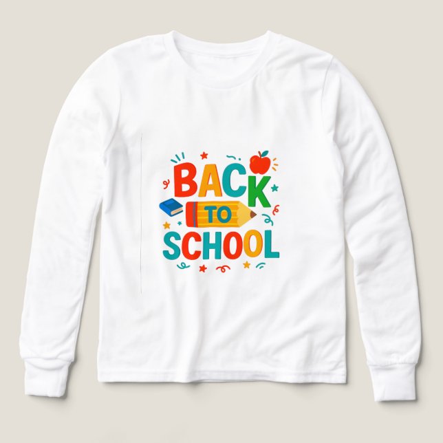Back to School" Colorful Pencil & Apple Graphic (Motif recto)