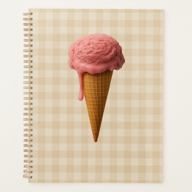 Back to school spiral calendar pink, beige planner (Devant)