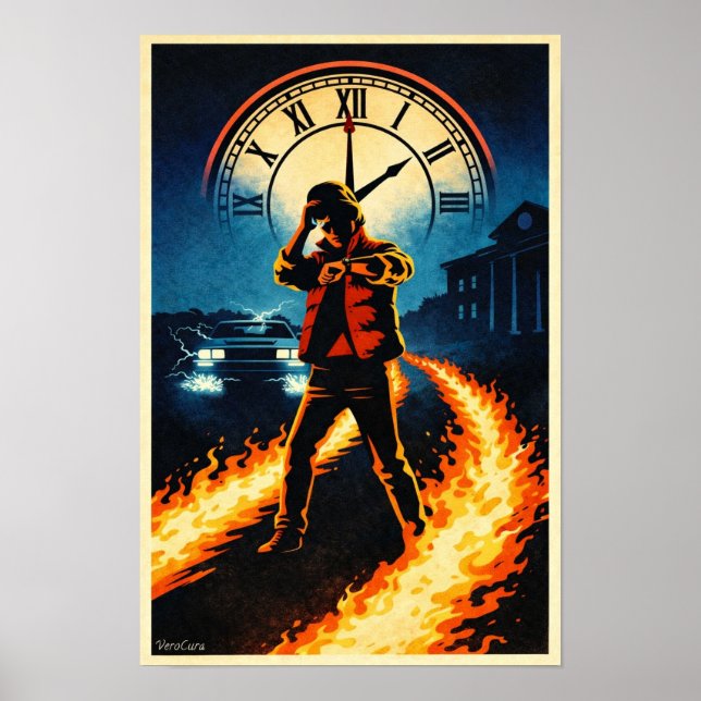 Back to the Future Inspired Retro Movie Poster Art (Devant)
