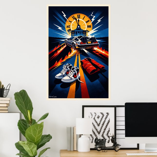Back to the Future Inspired Symbolic Movie Poster (Bureau à domicile)
