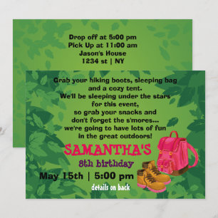 BackPack Invitation de la fête d'anniversaire