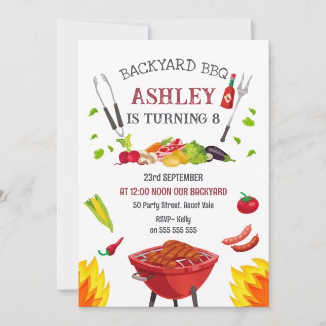 Backyard BBQ Birthday Party Invitation (Devant)