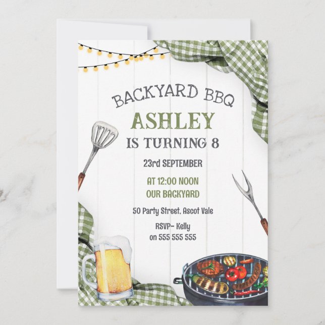 Backyard BBQ Birthday Party Invitation (Devant)