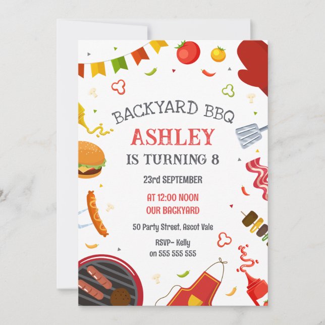 Backyard BBQ Birthday Party Invitation (Devant)
