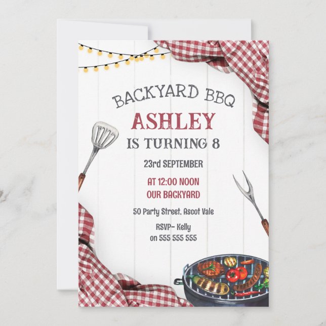 Backyard BBQ Birthday Party Invitation (Devant)