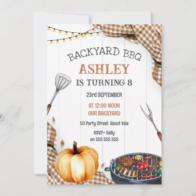 Backyard BBQ Birthday Party Invitation (Devant)