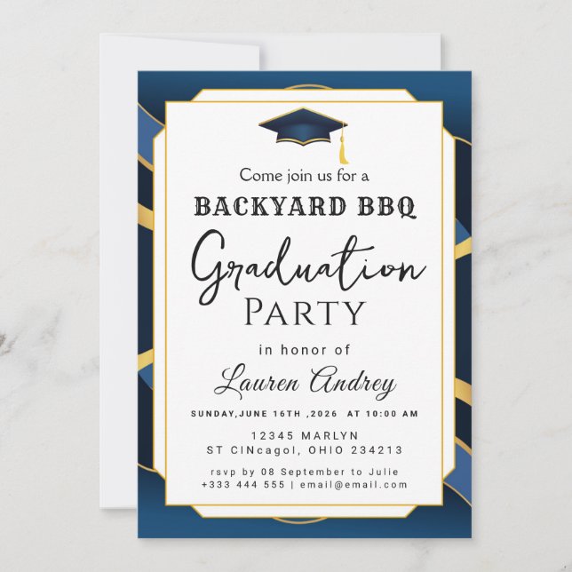 Backyard BBQ Graduation Party Invitation (Devant)