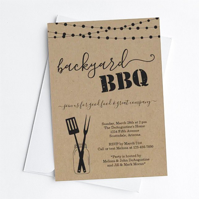 Backyard BBQ Party Invitation - Rustic Kraft (Créateur téléchargé)