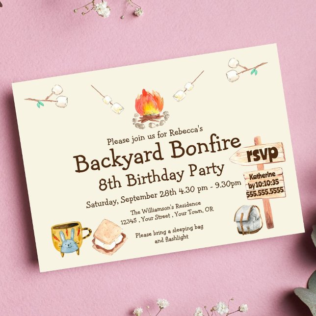 Backyard Bonfire Camping Birthday Party Invitation (Créateur téléchargé)