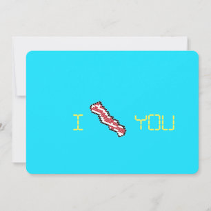 Bacon 8 bits Retro Pixel I Heart You Card