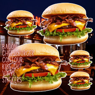 Bacon Cheeseburger Contour Kiss-Cut Vinyl Sticker