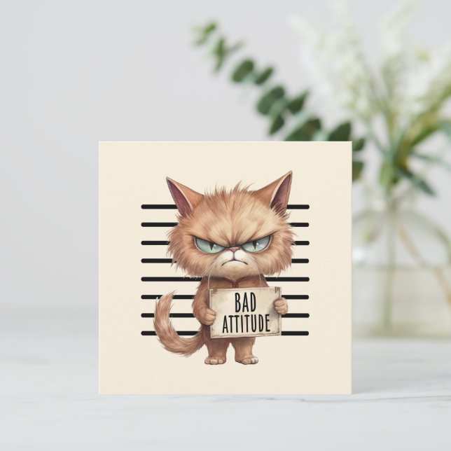 Bad Attitude Chat Mugshot - Drôle Feline Design (Debout devant)