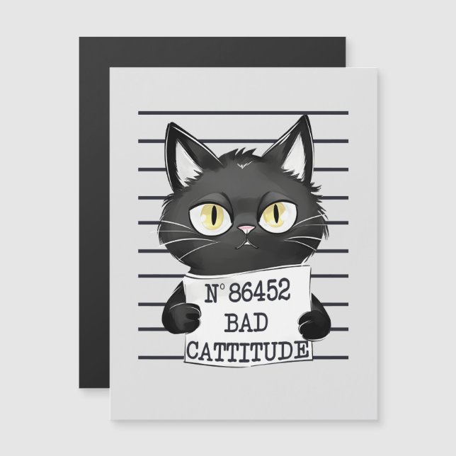 Bad Cattitude - Mugshot de chat noir (Devant / Derrière)