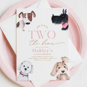Bad DEUX L'Os Chiot Invitation Anniversaire