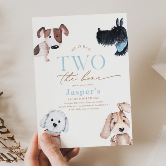 Bad TWO the Bone Puppy Birthday Invitation (Créateur téléchargé)