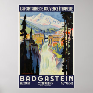 Badgastein, Autriche, affiche de ski de voyage