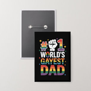 Badge #1 Papa gay le plus gay du monde Fête des pères dr