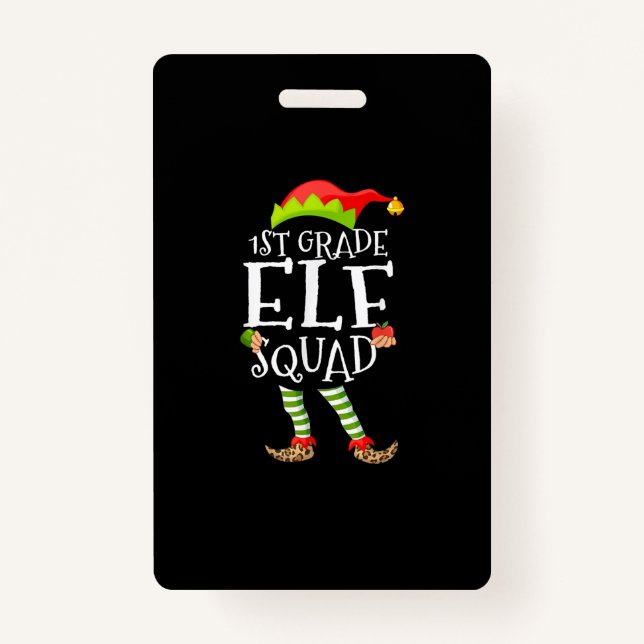 Badge 1re classe d'Elf Squad Funny Enseignant primaire N (Devant)