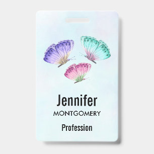 Badge 3 jolis papillons aquarelle pastel