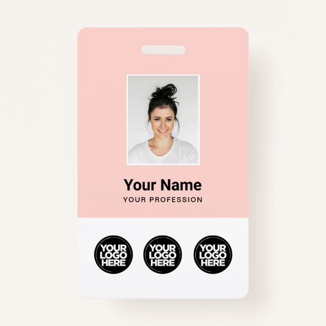 Badge 3 Logos multiples Photo de l'employé, Code à barre (Devant)