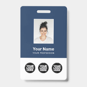 Badge 3 Logos multiples Photo d'employé, Code-barres, No