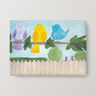 Badge 3 Oiseaux Colorés et Fantaisistes Mignons