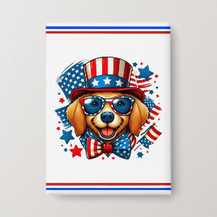 Badge 4 juillet USA chien patriotique Jour de l'Indépend