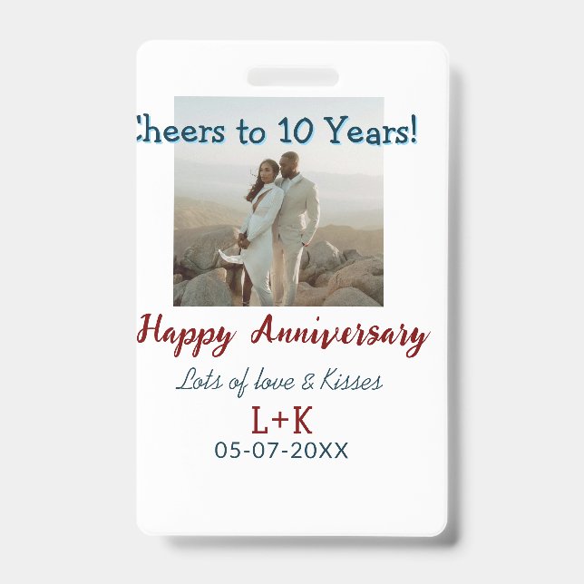 Badge À 10 ans de mariage joyeux anniversaire ajouter un (Avant)