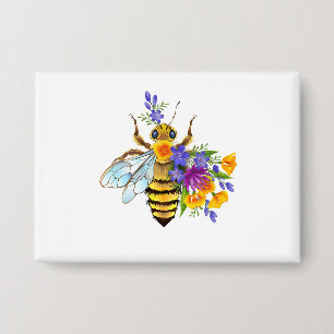 Badge Abeille à fleurs avec plantes sauvages