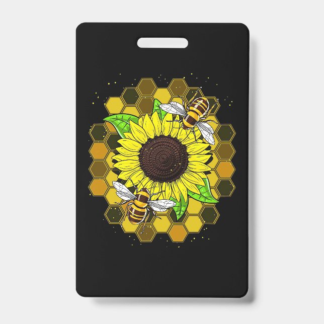 Badge Abeilles Tournesol Hippies (Avant)