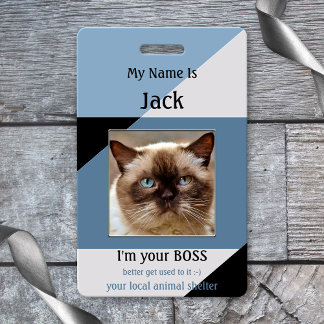Badge Abri animal Funny Nom du chat Insigne