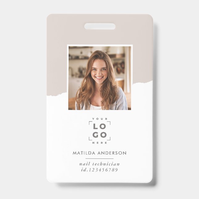 Badge Abstrait photo minimaliste moderne beige (Avant)