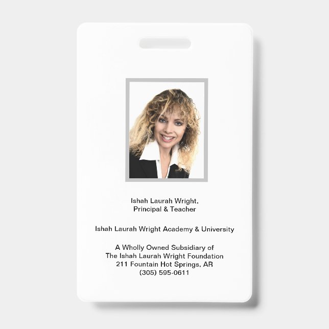 Badge Académie et université Ishah Laurah Wright (Avant)