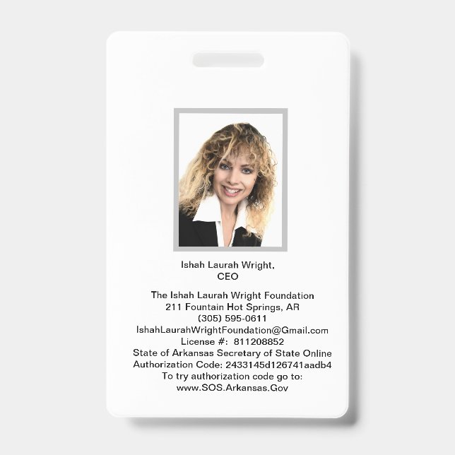 Badge Académie et université Ishah Laurah Wright (Avant)