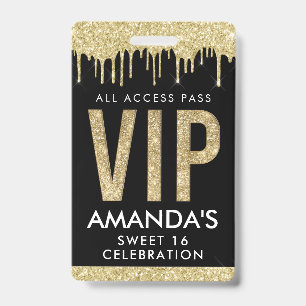 Badge Accès complet VIP personnalisable Gold Drip
