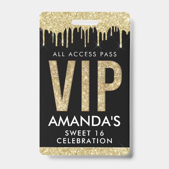 Badge Accès complet VIP personnalisable Gold Drip (Avant)