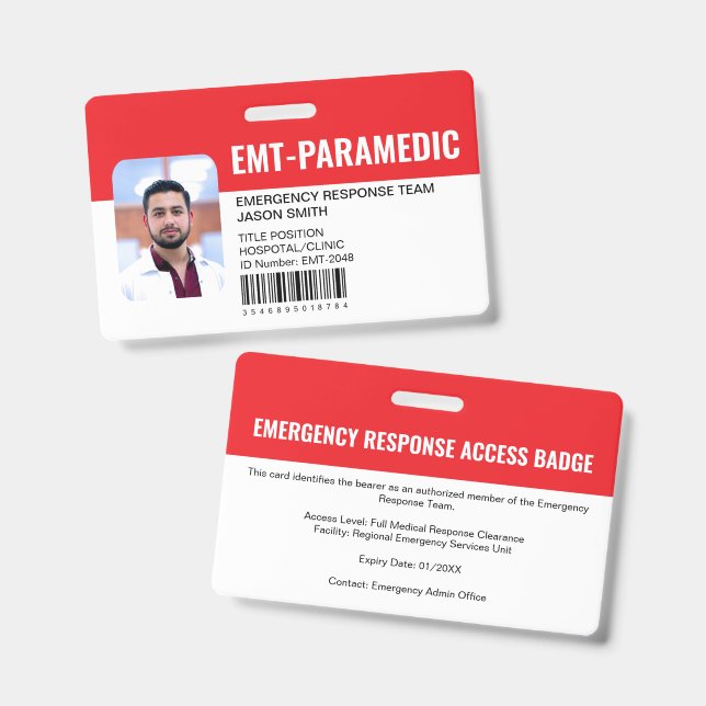 Badge Accès d'urgence personnalisé pour les techniciens  (Avant & arrière)