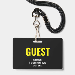 Badge Accès invité personnalisé Minimaliste E-Sport Jaun
