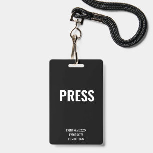 Badge Accès personnalisé à la presse pour le concert de 