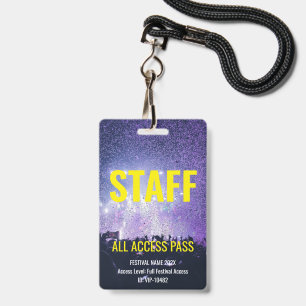 Badge Accès Personnel Musique Festival Concert Jaune