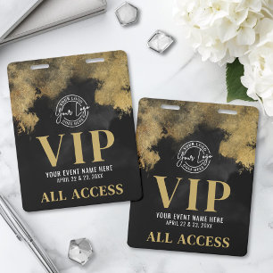 Badge Accès total personnalisé VIP noir et or