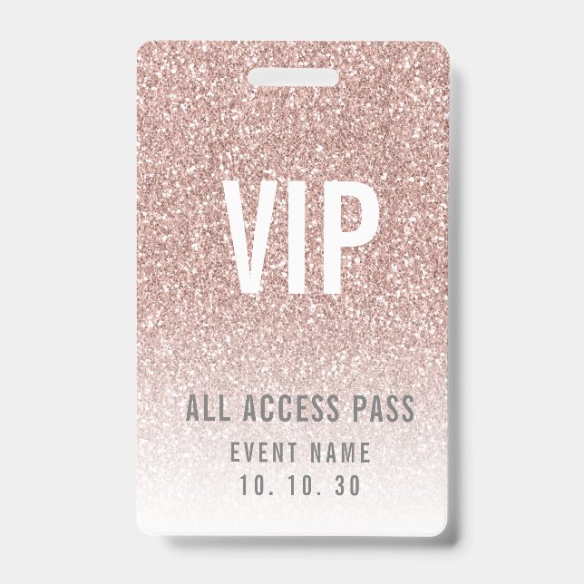 Badge Accès VIP Evénement Rose Pailleté Féminin (Avant)