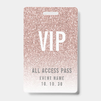 Badge Accès VIP féminin paillettes roses pour filles