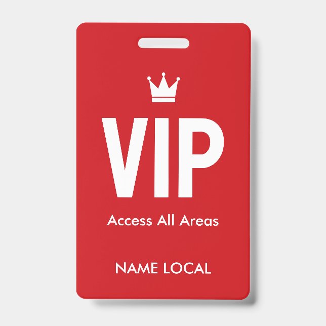 Badge Accès VIP rouge d'identification des salons VIP (Avant)