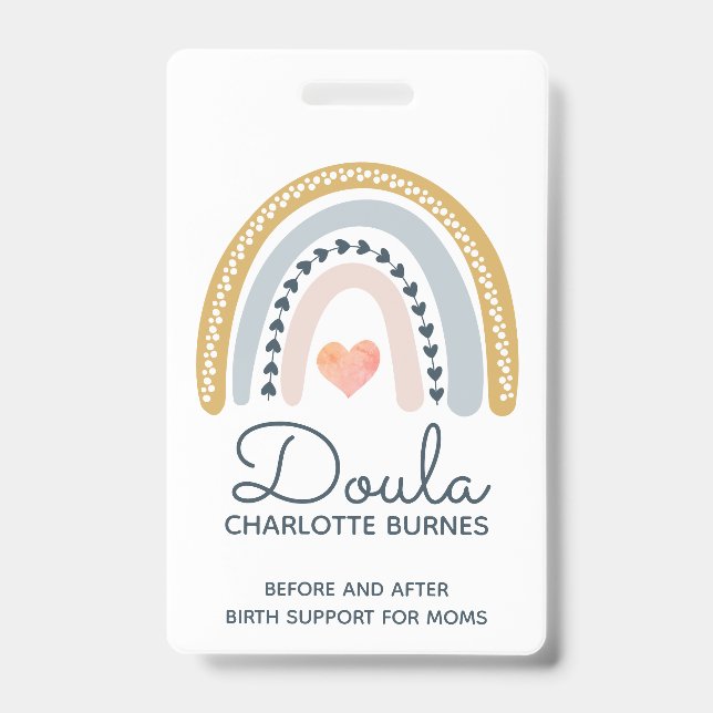 Badge Accoucheuse Doula Coach de Naissance Aquarelle Arc (Avant)