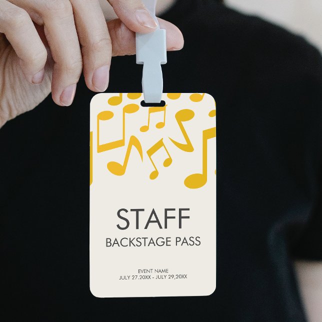 Badge Accréditation Personnel de l'Événement Backstage C (Music Concert Backstage Pass Event Staff Badge)