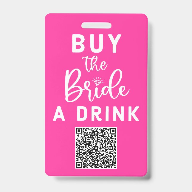 Badge Acheter un verre à la mariée Code QR Rose Enterrem (Avant)