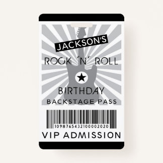 Badge ADMISSION VIP Backstage Pass Rock 'N' Roll Party